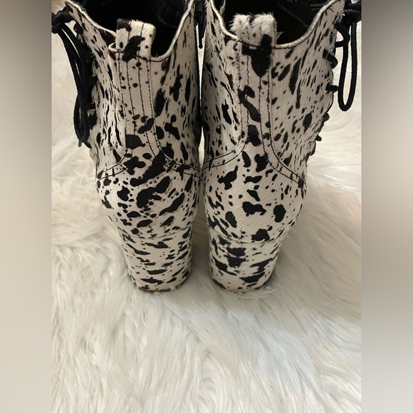 Matisse Genuine White Calf Hair Speckle Spotted Bootie Lace Up Corset 8.5 - Picture 10 of 16